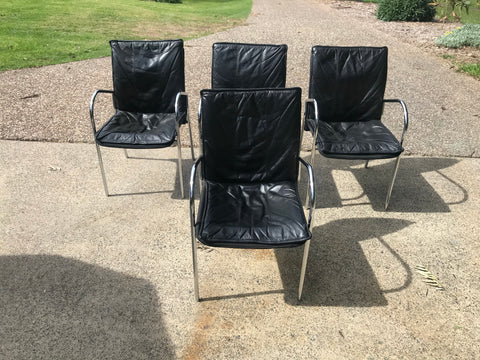 Leather seated Thonet Dining chair set of 4. - Marlborough Antiques