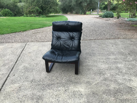 Black Leather Tessa Sling Chair - Marlborough Antiques