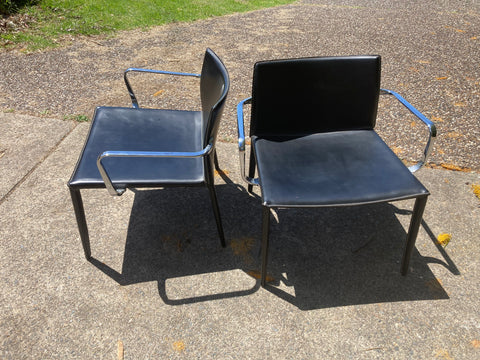 Leather Chairs 1970s Mid Century Chrome and Leather - Marlborough Antiques