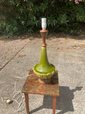 Vintage 60s Lamp, retro teak and rich green ceramic. - Marlborough Antiques